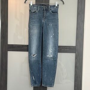 Judy Blue Relaxed Blue Jeans with Distressed Details